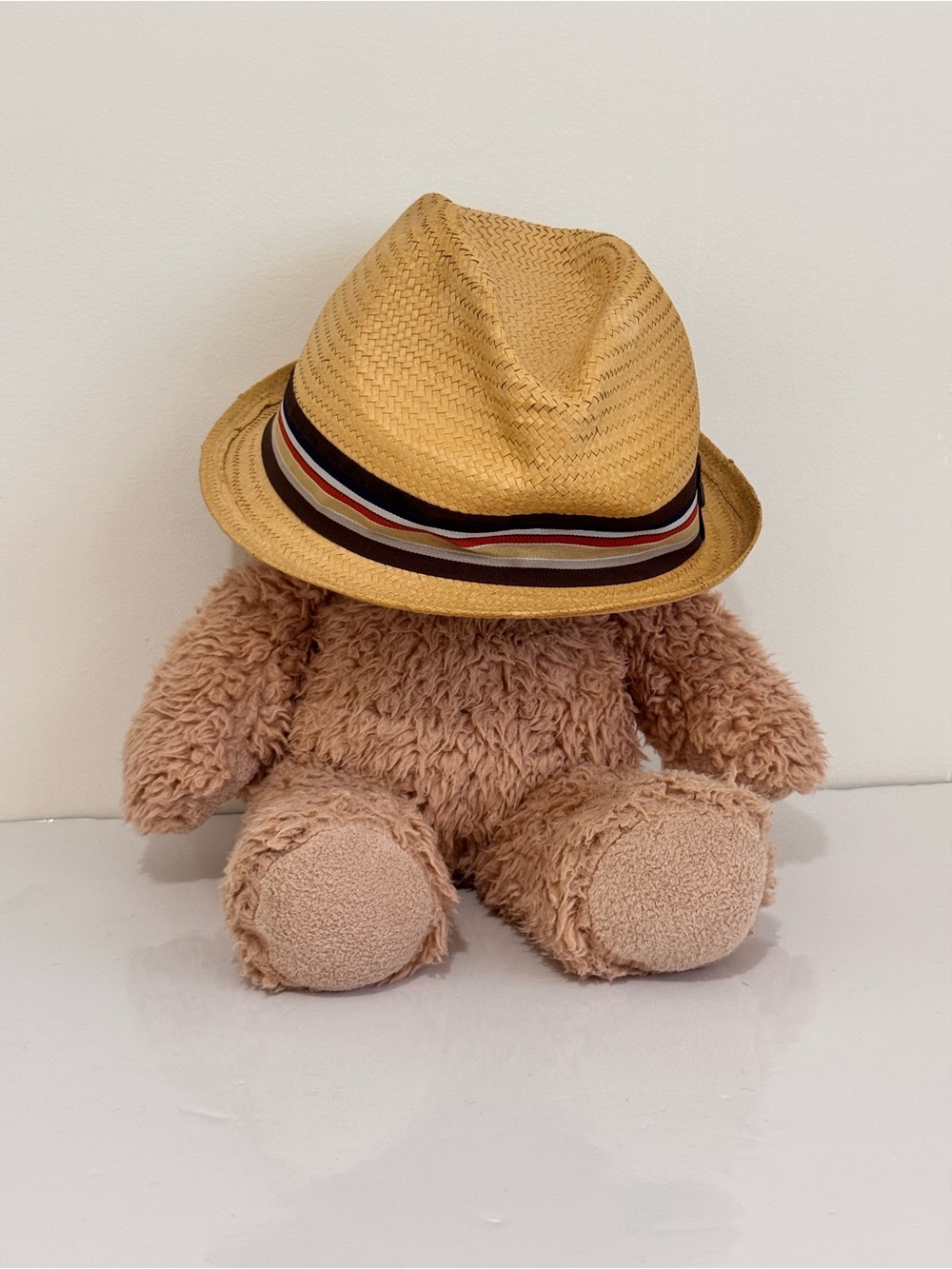 Brixton Plush Teddy Bear in Beige with Straw Hat
